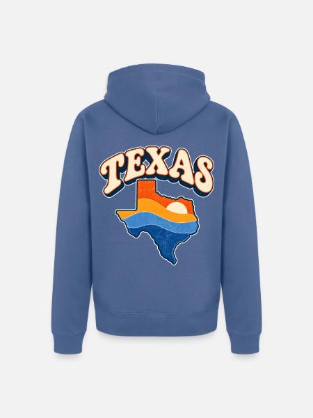 Texas Retro Sonnenuntergang - Unisex Premium Bio Zip Hoodie - Taubenblau