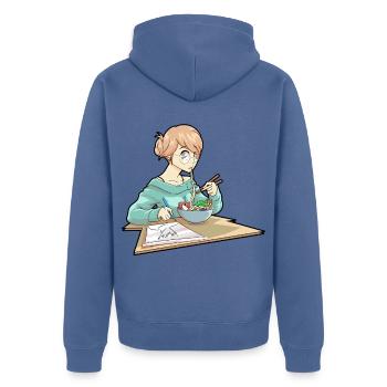 Ramen Anime - Unisex Premium Bio Zip Hoodie - Taubenblau - Hinten - Nico (187cm)