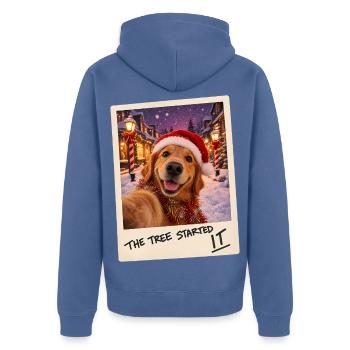 The Tree Started It Golden Retriever Selfie - Unisex Premium Bio Zip Hoodie - Taubenblau - Hinten - Nico (187cm)