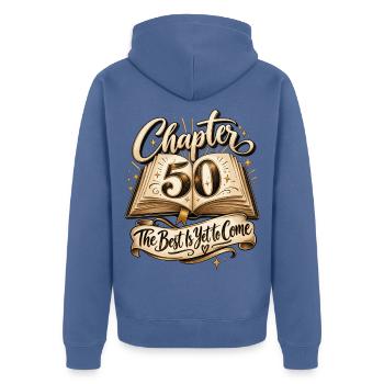 Runder Geburtstag 50 Jahre 50. Geburtstag Kapitel - Unisex Premium Bio Zip Hoodie - Taubenblau - Hinten - Nico (187cm)