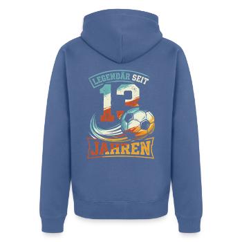 Fußball 13. Geburtstag Legendär - Unisex Premium Bio Zip Hoodie - Taubenblau - Hinten - Nico (187cm)