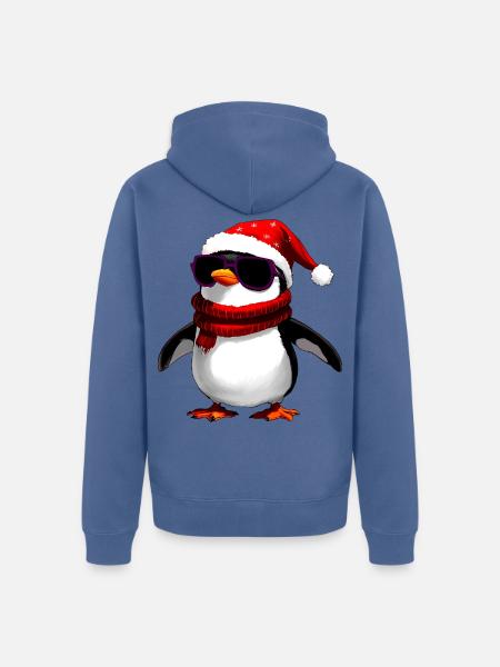 Coole Pinguine Weihnachten - Unisex Premium Bio Zip Hoodie - Taubenblau