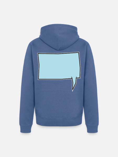 Eckige Sprechblase in Turkis - Unisex Premium Bio Zip Hoodie - Taubenblau