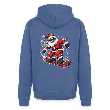 Cooler Snowboard Weihnachtsmann - Weihnachten - Unisex Premium Bio Zip Hoodie - Taubenblau - Hinten - Nico (187cm)