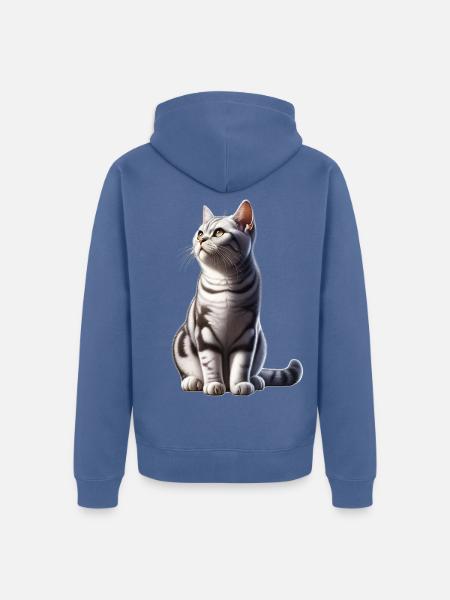 Silberner Katzenblick Katze - Unisex Premium Bio Zip Hoodie - Taubenblau