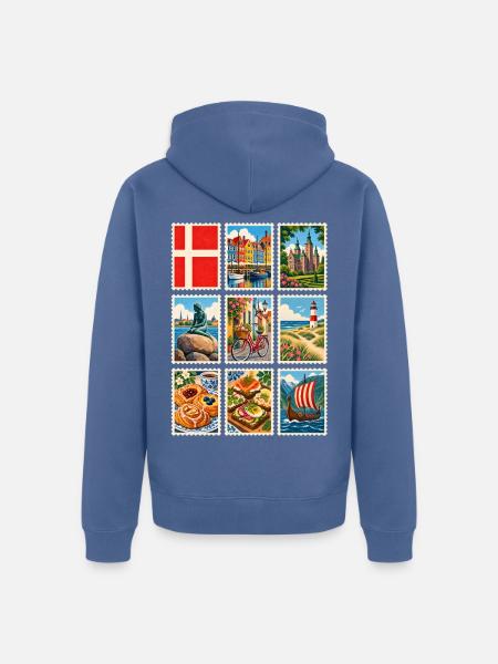 Dänemark Briefmarken - Unisex Premium Bio Zip Hoodie - Taubenblau