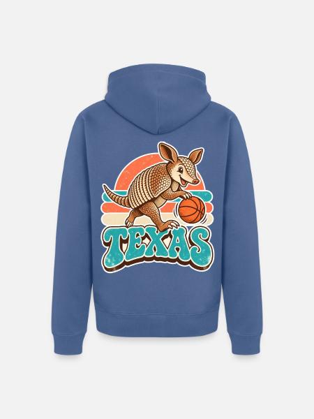 Texas Armadillo mit Basketball - Unisex Premium Bio Zip Hoodie - Taubenblau