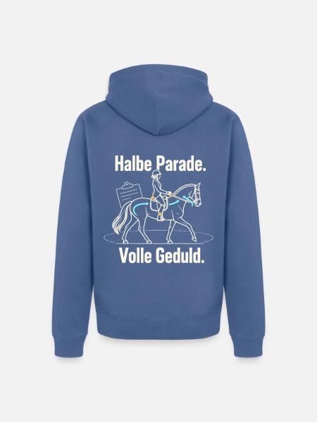 Reitlehrer Reitlehrerin Reitunterricht Spruch - Unisex Premium Bio Zip Hoodie - Taubenblau