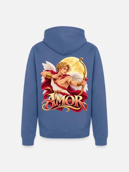 Amor Engel Bogenromantik - Unisex Premium Bio Zip Hoodie - Taubenblau