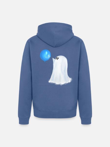 Kleiner Geist mit Luftballon - Süßes Halloween - Unisex Premium Bio Zip Hoodie - Taubenblau