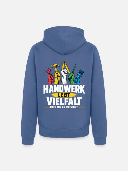 HANDWERK LEBT VIELFALT Handwerker Bewusstsein - Unisex Premium Bio Zip Hoodie - Taubenblau