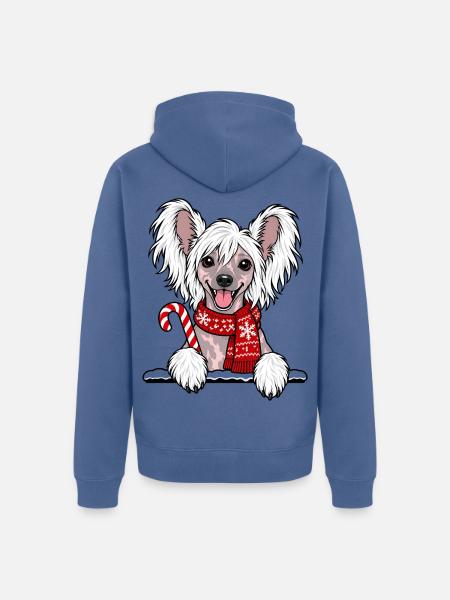 Weihnachten Chinesischer Schopfhund - Unisex Premium Bio Zip Hoodie - Taubenblau