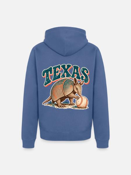 Texas Armadillo Baseball Retro - Unisex Premium Bio Zip Hoodie - Taubenblau