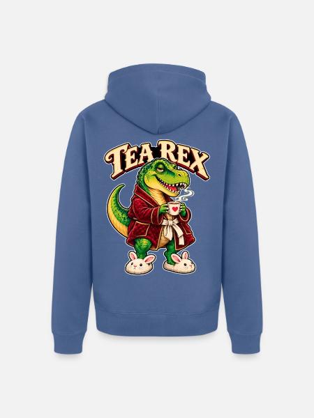 Tea Rex Kuschel-Dino im Tee-Look - Unisex Premium Bio Zip Hoodie - Taubenblau