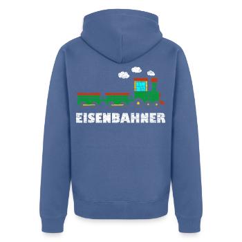 Eisenbahner Kinder Lokomotive Eisenbahn - Unisex Premium Bio Zip Hoodie - Taubenblau - Hinten - Nico (187cm)