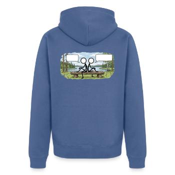 Savo Guys Duo 1 By Nature - Unisex Premium Bio Zip Hoodie - Taubenblau - Hinten - Nico (187cm)