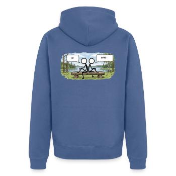 Savo Guys Duo 15 Lakeside of Love - Unisex Premium Organic Zip Hoodie - stone blue - Back - Nico (187cm)