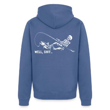 Well Shit Skeleton Lost Fish Fishing Halloween - Unisex Premium Bio Zip Hoodie - Taubenblau - Hinten - Nico (187cm)