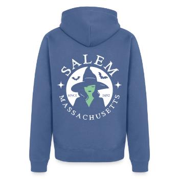 Salem, witch halloween - Unisex Premium Organic Zip Hoodie - stone blue - Back - Nico (187cm)