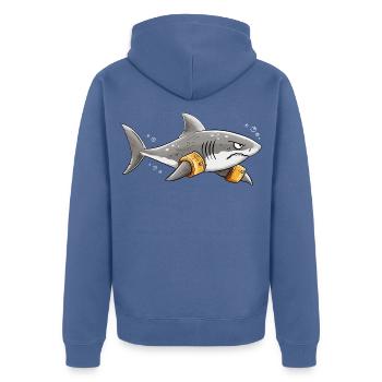 Hai Schwimmflügel Schwimmlehrer Meer Humor - Unisex Premium Bio Zip Hoodie - Taubenblau - Hinten - Nico (187cm)