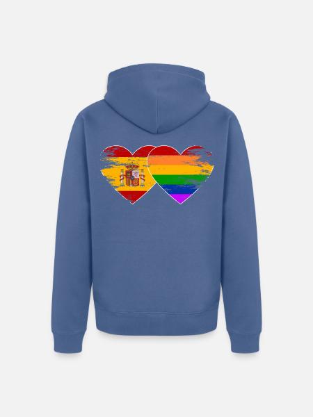 Spanien Regenbogen Flagge Herz used - Unisex Premium Bio Zip Hoodie - Taubenblau