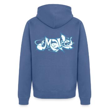 Le mot bleu fait des graffitis - Veste à capuche bio Premium Unisexe - bleu pigeon - Dos - Nico (187cm)
