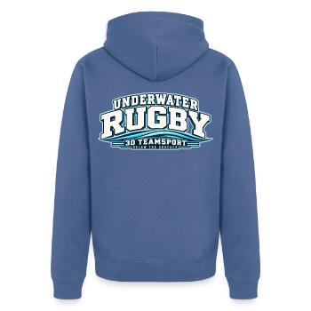 Unterwasser Rugby 3D TeamSport - Unisex Premium Bio Zip Hoodie - Taubenblau - Hinten - Nico (187cm)