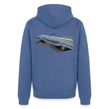 Bridge collapse - Unisex Premium Organic Zip Hoodie - stone blue - Back - Nico (187cm)