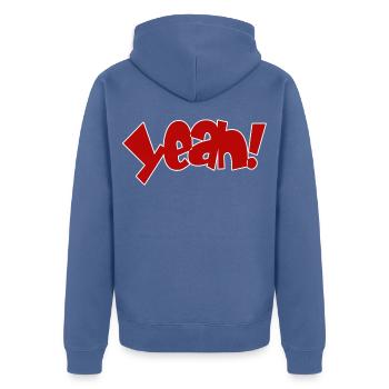 Yeah Cartoon Pop Design - Unisex Premium Bio Zip Hoodie - Taubenblau - Hinten - Nico (187cm)