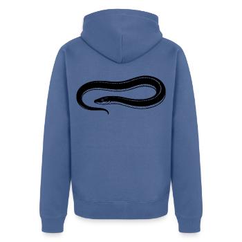 Aal angeln Geschenk für Nachtangler & Fischer  - Unisex Premium Bio Zip Hoodie - Taubenblau - Hinten - Nico (187cm)