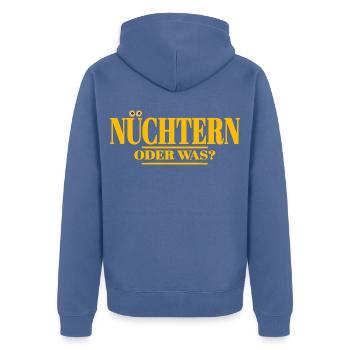nüchtern spruch lustige party - Unisex Premium Bio Zip Hoodie - Taubenblau - Hinten - Nico (187cm)