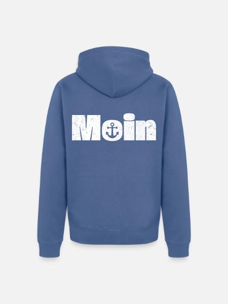 Moin mit Anker Design - Unisex Premium Bio Zip Hoodie - Taubenblau