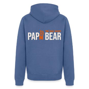 Papa Bear: El Real Papá - Unisex Premium Bio Zip Hoodie - Taubenblau - Hinten - Nico (187cm)