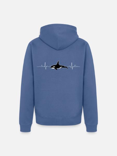 Orca Herzschlag EKG - Unisex Premium Bio Zip Hoodie - Taubenblau