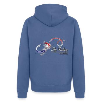 Fliegenfischen Angeln Kroatien Fischer Geschenk - Unisex Premium Bio Zip Hoodie - Taubenblau - Hinten - Nico (187cm)