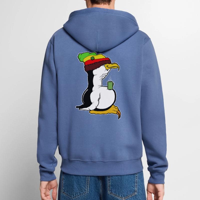 Tux Linux Pinguin Kaffeepause Computerfreak Rasta Unisex Premium Bio Zip Hoodie
