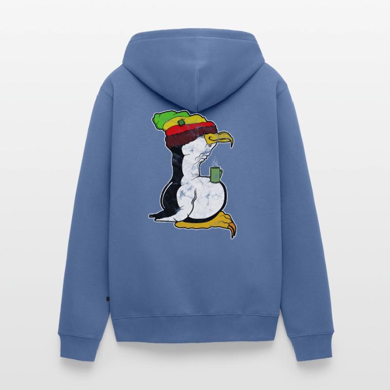 Tux Linux Pinguin Kaffee Pause Computer Nerd Retro Unisex Premium Bio Zip Hoodie