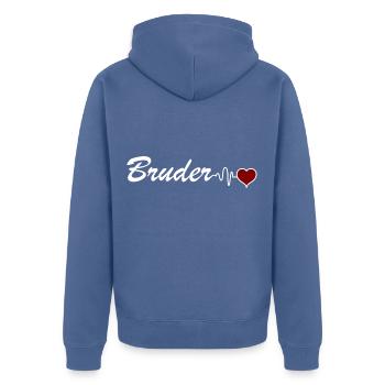 Idée cadeau frère coeur battement de coeur frère - Veste à capuche bio Premium Unisexe - bleu pigeon - Dos - Nico (187cm)
