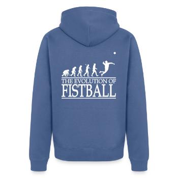 Faustball Evolution Geschenk Idee Trainer Spieler - Unisex Premium Bio Zip Hoodie - Taubenblau - Hinten - Nico (187cm)