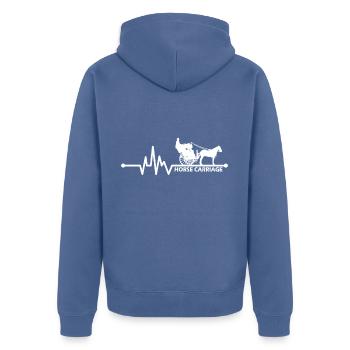 Pferdekutsche Herzschlag für Pferde Kutscher - Unisex Premium Bio Zip Hoodie - Taubenblau - Hinten - Nico (187cm)