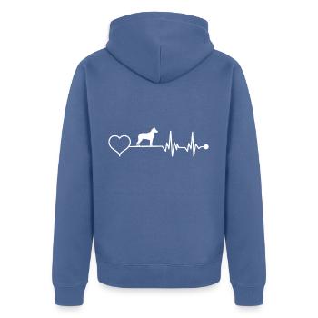 Kurzhaarcollie Collie Herzschlag für Hundebesitzer - Unisex Premium Bio Zip Hoodie - Taubenblau - Hinten - Nico (187cm)
