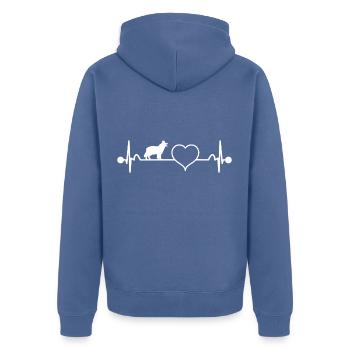 Chodsky Pes heartbeat gift idea - Unisex Premium Organic Zip Hoodie - stone blue - Back - Nico (187cm)