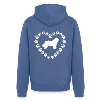 Neufundländer Hunde Pfoten Herz Geschenk - Unisex Premium Bio Zip Hoodie - Taubenblau - Hinten - Nico (187cm)