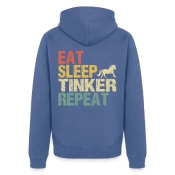 Tinker Horse Riding Manger Sommeil Rétro Vintage - Veste à capuche bio Premium Unisexe - bleu pigeon - Dos - Nico (187cm)