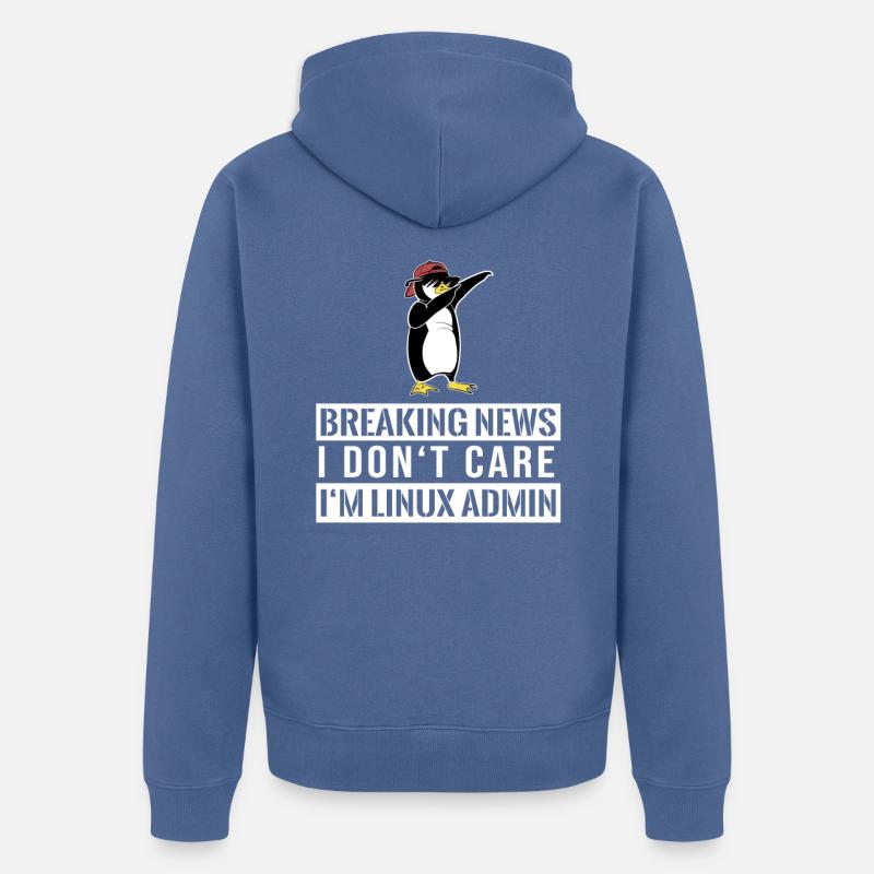 IT nerd Linux Linux penguin geek software engineer - Unisex Premium Organic Zip Hoodie - stone blue