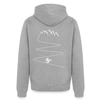 MTB Mountain Bike Enduro MTB Biker - Unisex Premium Bio Zip Hoodie - Grau meliert - Hinten - Nico (187cm)