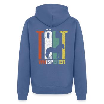 Islandpferd Tölt Flüsterer Retro Vintage Grunge - Unisex Premium Bio Zip Hoodie - Taubenblau - Hinten - Nico (187cm)