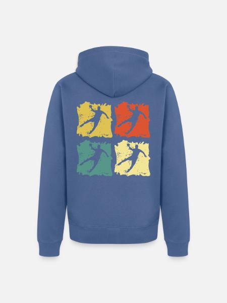 Handball Kreisläufer Retro Vintage Pop Art - Unisex Premium Bio Zip Hoodie - Taubenblau