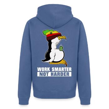 Linux Pinguin Kaffeepause Rasta Informatik PC Nerd - Unisex Premium Bio Zip Hoodie - Taubenblau - Hinten - Nico (187cm)