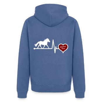 Shetland Pony Pferd Herzschlag für Pferdereiter - Unisex Premium Bio Zip Hoodie - Taubenblau - Hinten - Nico (187cm)